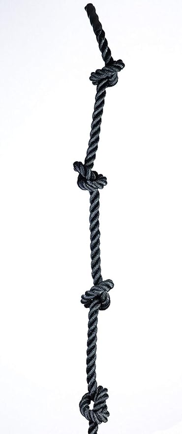 RopeFit Poly Dacron Knotted Gym Climbing Rope (Black)