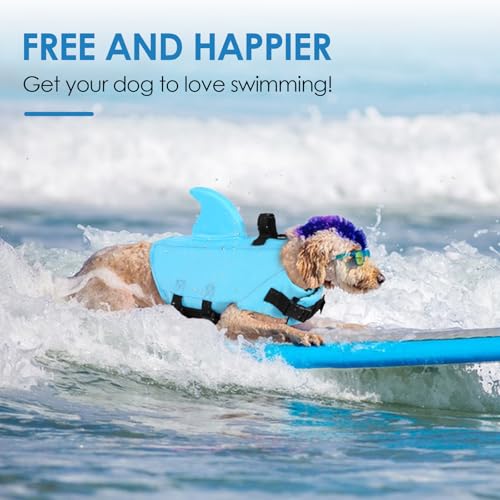 SUNFURA Dog Life Jacket Shark Life Vest for Dogs, Adjustable Swmming Vest with High Buoyancy, Safety Lifesaver with Rescue...