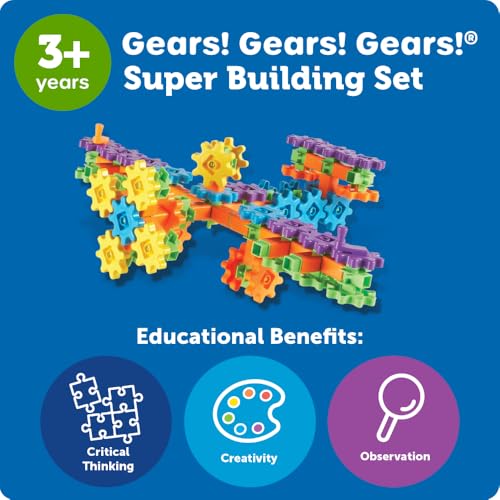 Learning Resources Gears! Gears! Gears! Super Building Toy Set, STEM Toys, Construction Toys, Gears for Kids, 150 Pieces, ...