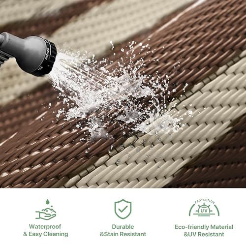GENIMO Outdoor Rug Waterproof for Patio Decor, 5'x8' Reversible Plastic Straw Rug Carpet, Camping Mat for Outdoor, RV, Bac...