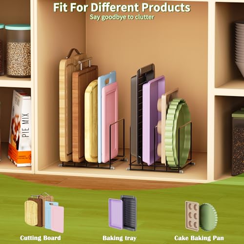 PLUVON Cutting Board Organizer-1.6in Wide Kitchen Cutting Board Holder Stand for Pan,Baking Sheets,Cookie Sheets with 4 Sl...