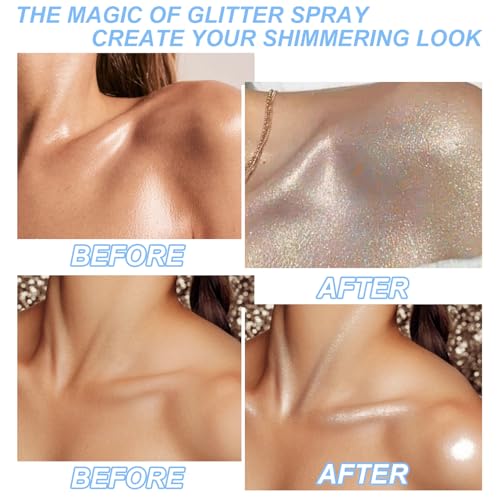 Hair and Body Glitter Spray, Shimmering Powder Sparkle Powder Makeup, Glitter Loose Sparkle Makeup for Body Highlighter,Fe...