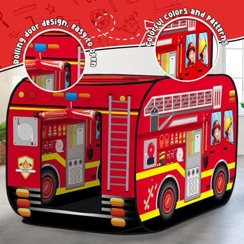 Britik Pop Up Play Tent for Kids Aged 3-5 Years Old Boys and Girls : Fire Truck Tent Playhouse Toy Play Tents for Toddlers...