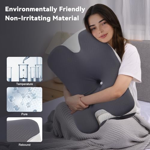 Vipfree Cervical Cooling Ergonomic Pillow, Adjustable Ergonomic Memory Foam, Cervical Support & Relieves Neck and Shoulder...