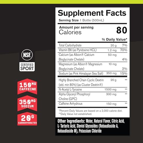 BARE PERFORMANCE NUTRITION G.1.M Sport+ Ready to Drink Endurance Pre-Workout & Hydration – Electrolytes, Caffeine & Nootro...