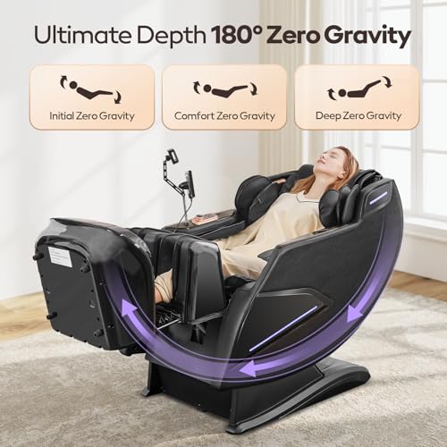 4D Massage Chairs Full Body,Zero Gravity SL-Track Shiatsu Massage Chair Recliner,Core Heating,20 Massage Techniques,Deep Y...