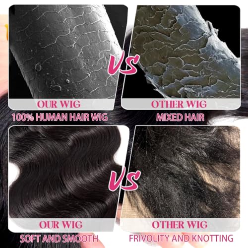 13x6 Body Wave Lace Front Wigs Human Hair Pre Plucked 180 Density HD Transparent Lace Frontal Wigs Human Hair for Women Glueless Wigs Human Hair with Baby Hair 26Inch