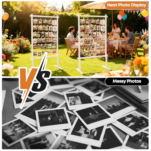 Collage Picture Frame,Photo Display Board with Clips,Wood Pictures Photos Frames With Stand for Wedding Graduation Party B...