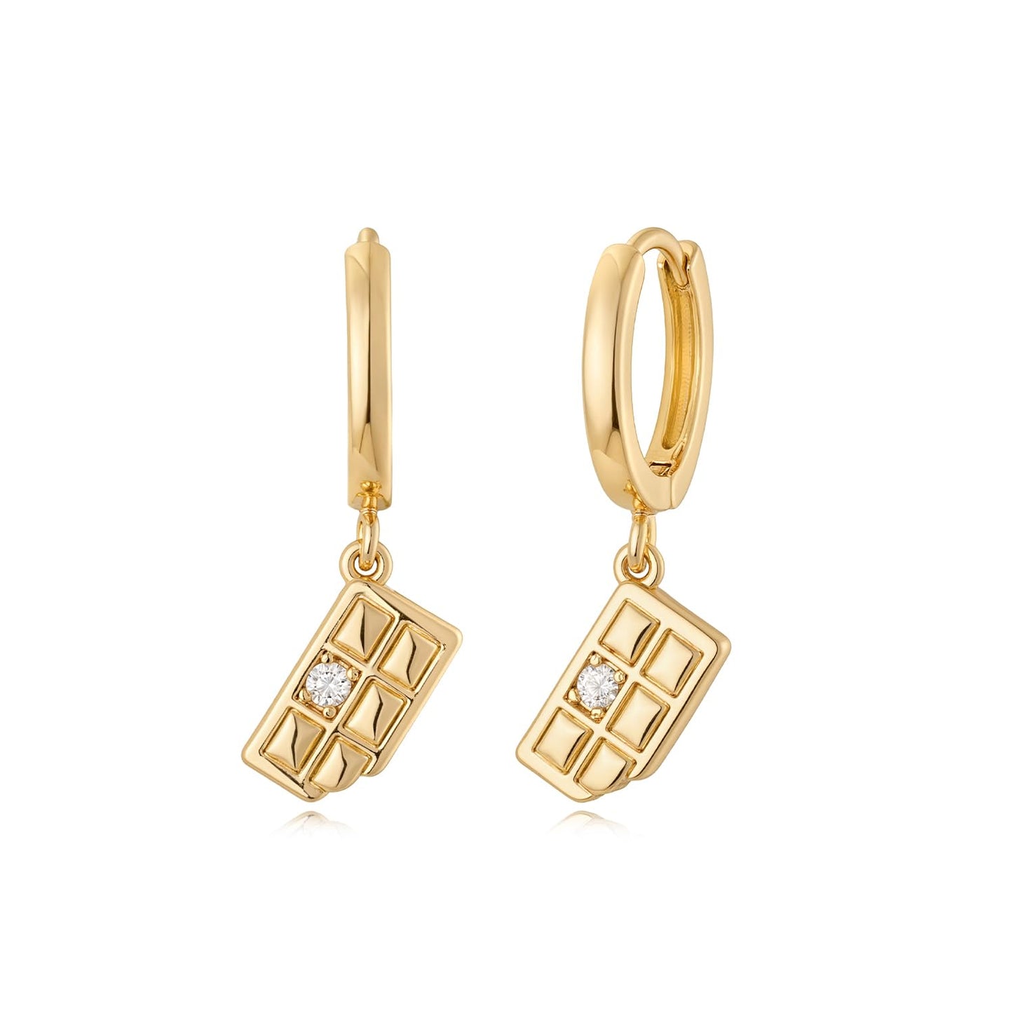 MYEARS Women Chocolate Earrings Gold Huggie Hoop Dangle Drop Cubic Zirconia 14K Gold Plated Small Simple Hypoallergenic Everyday