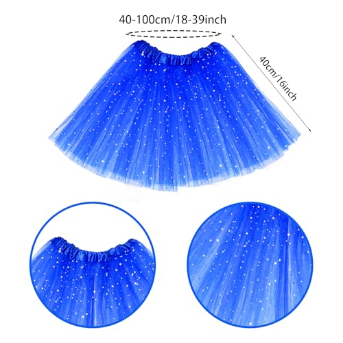 Women Tutu Costume Accessories Set Striped Sock Sunglasses Ponytail Headband Tutu Skirt Necklace for Halloween Mardi Gras