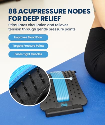 Everlasting Comfort Lumbar Support Board Back Stretcher for Lower Pain Relief - Adjustable Spine Decompression with 88 Acu...