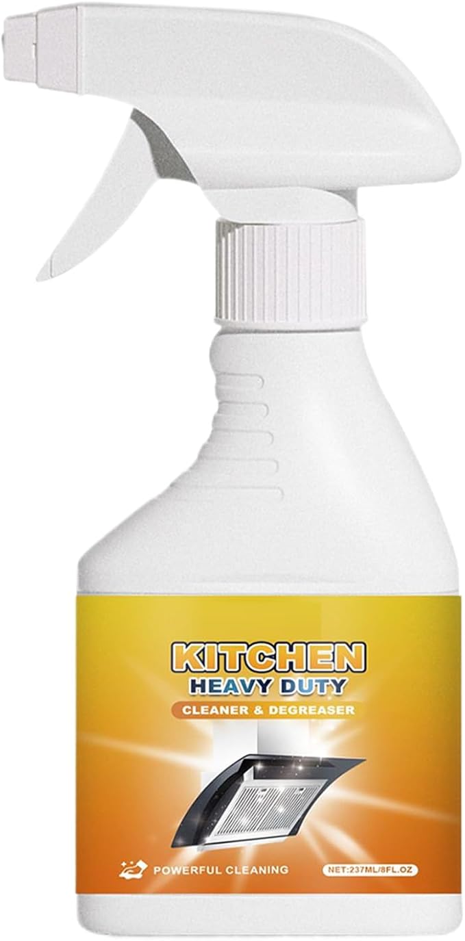 Kitchen Cleaner - 8fl.oz Foam Heavy Duty Degreaser, Spray Nozzle Waterless Grease Cleaner for Kitchen, Oven, Stove, Counter, Cabinet, Glass, Sink, Wall, Fast Acting and Easy to Use