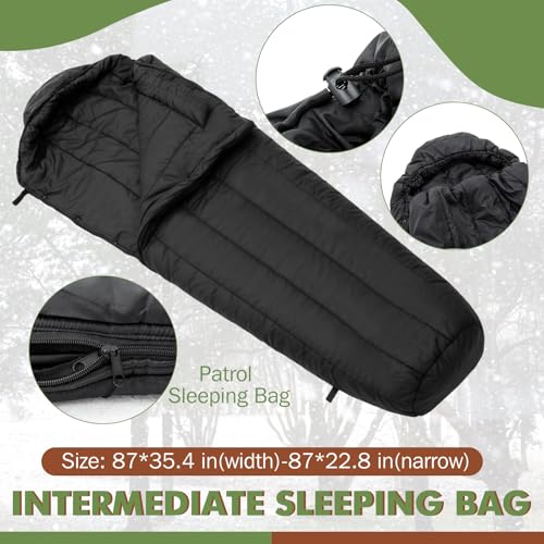 Macarrie Army Modular Military Sleeping Bag System for Adults Camo Thickened Multi Layered MSS Mummy Shaped Sleeping Bag w...