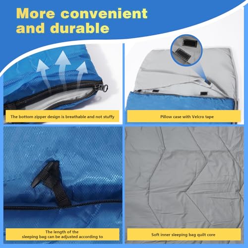 REDCAMP Kids Mummy Sleeping Bag for Camping, 3 Season Cold Weather Sleeping Bag Fit Boys,Girls & Teens, Blue/Rose Red