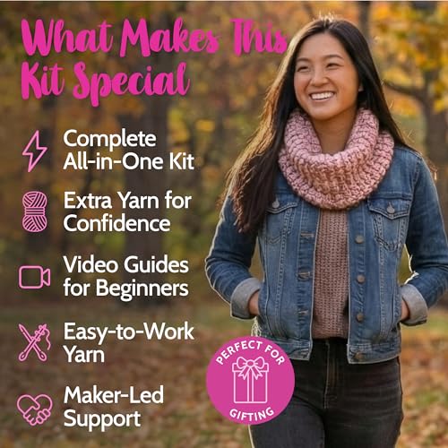 KnitPal Crochet Weekend Wrap – Crochet Kit for Beginners with Cotton Blend Yarn, Hook, Pattern + Video Tutorials All-in-On...