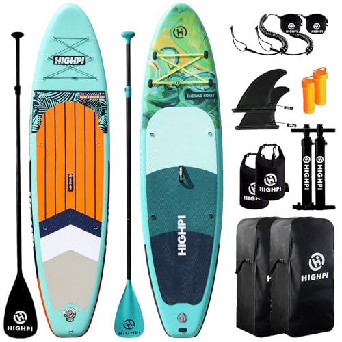 Highpi Inflatable Stand Up Paddle Boards, Ultra-Light SUP for All Skill Levels, w/Accessories Backpack, Anti-Slip Deck, Le...