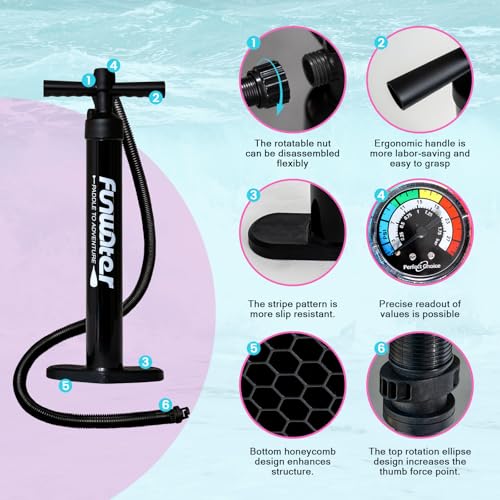 FunWater 8'/10'/10'6"/11'6" Inflatable Stand Up Paddle Board with Premium SUP Paddleboard Accessories, Wide Stable Anti-Sl...