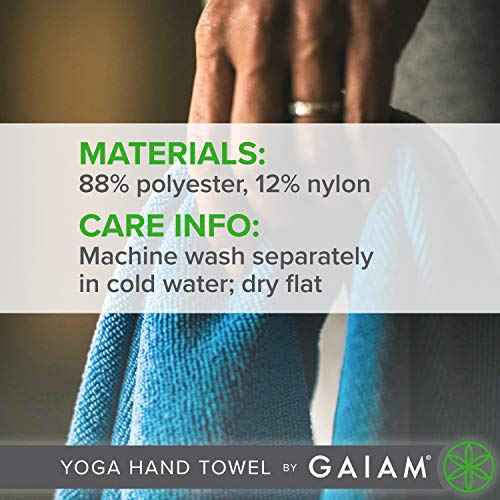 Gaiam Yoga Hand Towel (30" W x 20" L), Quick Dry & Lightweight Sports Towel, Soft Microfiber Fabric, Designed for Hot Yoga, Pilates, Sports, Workout & More