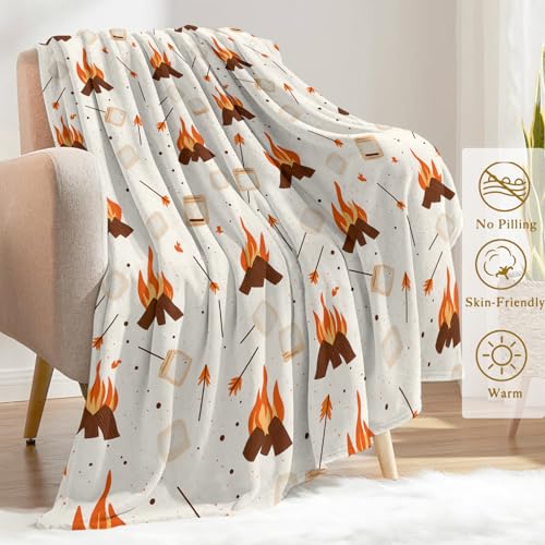 ainori Campfire Fleece Blanket - Lightweight Soft Cozy Gifts Throw for Camper Lovers,Women,Adult,Toasted Marshmallow Flame...