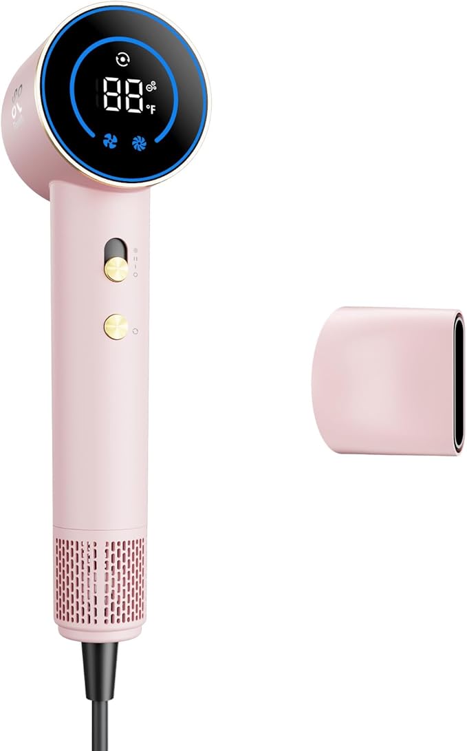 Fanttik Solo SonicDry H10 APEX 80% Faster Drying with 110,000 RPM Brushless Motor Hair Dryer, 56dB Low-Noise, 0.74lb Ultra-Light Blow Dryer, Ionic Tech for Travel, Home, Salon - Pink