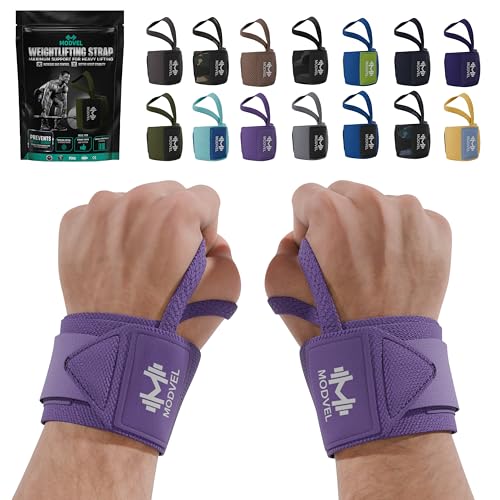 Modvel Adjustable Wrist Wraps for Gym & Lifting ? Thick, Breathable Support Straps for Wrist Stability, Comfort & Grip ? Ideal for Weight Training, CrossFit & Gym Workouts ? Lavender (2-Pack)