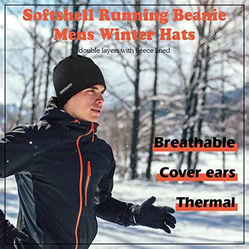 EMPIRELION Softshell Winter Fleece Lined Beanie Hats, 9" Running Skull Cap Thermal Tactical Watch Cap Men Women