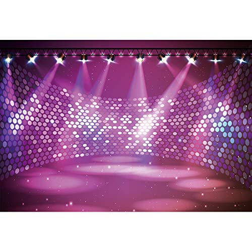 Leyiyi 10x7ft Free Stage Concert Backdrop Dace Music Show Entertainment Discoparty Club Purple Spotlight Lights Background...