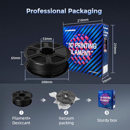 FLASHFORGE Carbon Fiber PETG Filament 1.75mm, Carbon Fiber PETG 3D Printer Filament, 1KG Spool Dimensional Accuracy +/- 0....