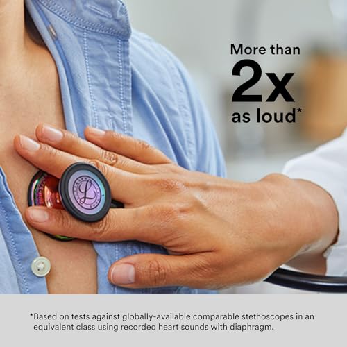 3M Littmann Cardiology IV Diagnostic Stethoscope, 6202, More Than 2X as Loud, Weighs Less, Stainless Steel High Polish Smoke-Finish Chestpiece, 27" Navy Tube, Blue Stem, Black Headset