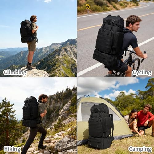 Lizbin Hiking Backpack, 80L Molle Military Tactical Rucksack, Camping Backpack with Shoe Compartment, Lightweight Rucksack...