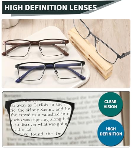 READITEASY 3 Pack Reading Glasses 2.5 Men Blue Light Blocking, Readers Men with Spring Hinge Reduce Eyestrain/UV/Dryness, ...