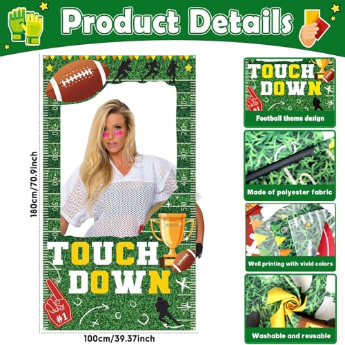 Football Party Decorations Football Theme Photo Booth Props Footballs Game Banner Sport Theme Picture Frame Touchdown Back...