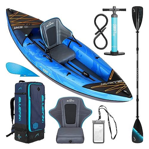 Premium Bluefin Ranger & Scout Inflatable Kayak - Inflatable 1 & 2 Person Kayak Accessories: Pump, Paddle Phone Case and B...