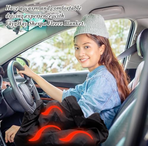 VaygWay Sherpa Fleece Travel Blanket – Comfortable Blanket for Car -Premium Quality Grey Fuzzy Soft Plush Warm 59" x 43” H...