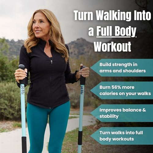 Weighted Walking Sticks for Seniors, Women & Men – 1.2lb Each Ergonomic Hiking Poles for Balance, Posture & Stability – Du...
