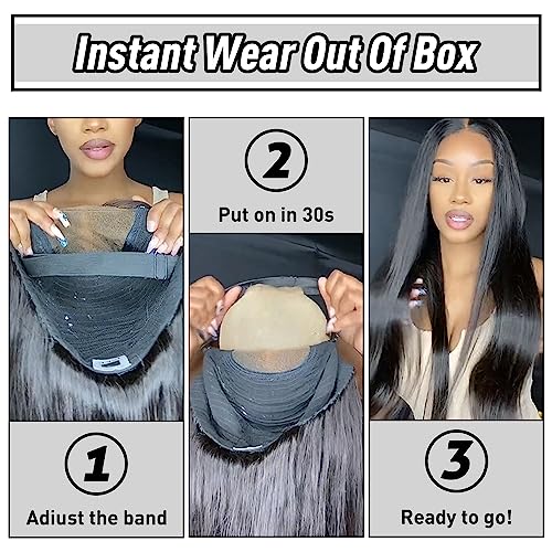 Wear and Go Glueless Bob Wig Human Hair Straight, 6x4 Pre-Cut HD Lace Glueless Wigs Pre-Plucked, Transparent Lace Front Closure Wigs for Women 180% Density 14 inch