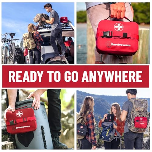 Surviveware 184 Pcs Comprehensive Waterproof Premium Survival First Aid Kit - Medical Emergency Kit for Travel Camping Gea...