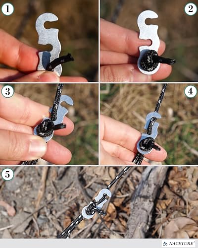 Rope Tensioner Aluminum Alloy Camping Tent Guyline Cord Adjuster Camping of Gear for Camping, Hiking, Backpacking Ultralig...