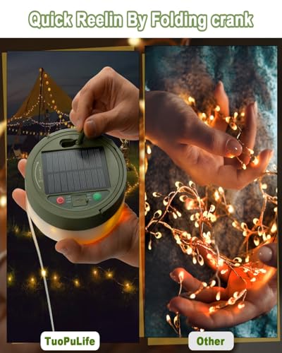 Solar Camping String Lights, 32.8 FT Fairy String Light, 4 in 1 Portable Waterproof Camp Lamp with 8 Lighting Modes, Hangi...