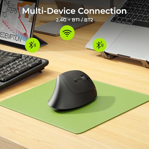 seenda Ergonomic Mouse Wireless, MOU200 Bluetooth Vertical Mouse - 3 Multi-Device Connectivity,1000/1600 /2400 DPI, Ergo O...