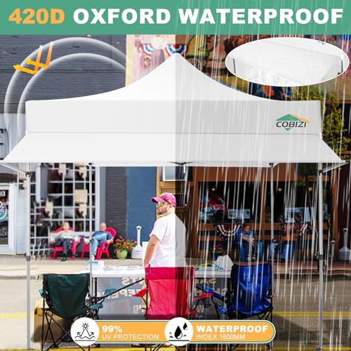 COBIZI 10x10 Pop Up Canopy Tent with Awning & Sidewalls, Heavy Duty Commercial 10X10 Canopy Tents Instant Waterproof, UPF ...
