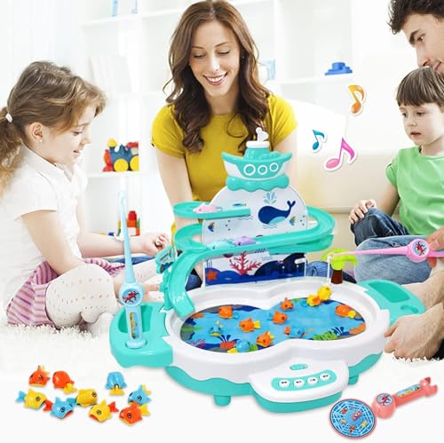 Maycoly 3in1 Fishing Game Toys for Kids with 34PCS Accessories Including Fishing Rod, Small Fish, Track, etc., STEM Toys w...