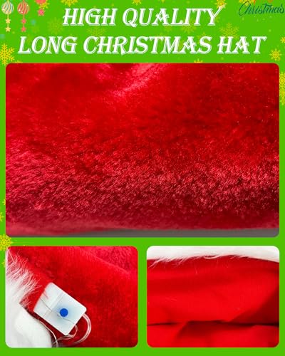 Hiwtonk LED Light Up Christmas Santa Hat with Christmas Glasses Set for Adult Xmas New Year Festive Holiday Party Headwear