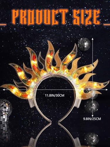 Sixexey Light Up Headband Fire Crown Hair Band LED Flame Headpiece Party Rave Hair Accessories for Women
