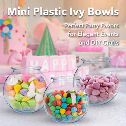 Sterline Plastic Ivy Bowls - 12 Pack - 16 Oz - Fish Bowl for Drinks, Home Décor, Unbreakable Centerpiece, Carnival Game Ac...