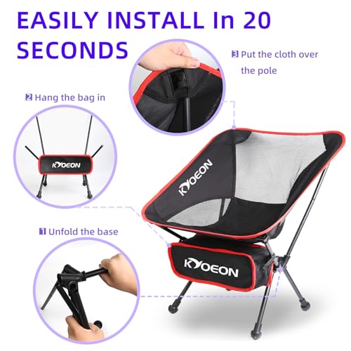 KYOEON Portable Camping Chair, Ultralight Durable Foldable Chair for Outdoor Camp,Travel, Beach, Picnic, Garden, Sport Stu...