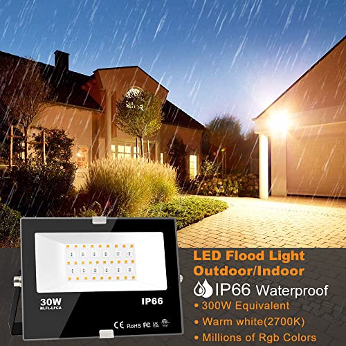 LED Flood Light Outdoor 30W, 300W Equivalent 3000LM Smart RGB Landscape Lighting with APP Control, DIY Scenes -Timing - Wa...