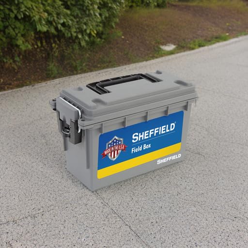 Sheffield 12628 Ammo Storage Box, Stackable .30 Cal Field Boxes, Water and Dust Resistant, Lockable Storage Box with Handl...