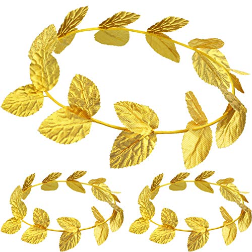 meekoo Gold Laurel Crown Wreath Greek Leaf Headband Toga Party Roman Caesar Headpiece Goddess Costume for Women Men Weddin...