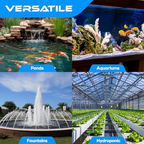 JAJALE 634 GPH Amphibious Submersible and Inline Water Pump - For Aquarium, Pond, Hydroponics, Fountain with Ceramic Shaf...